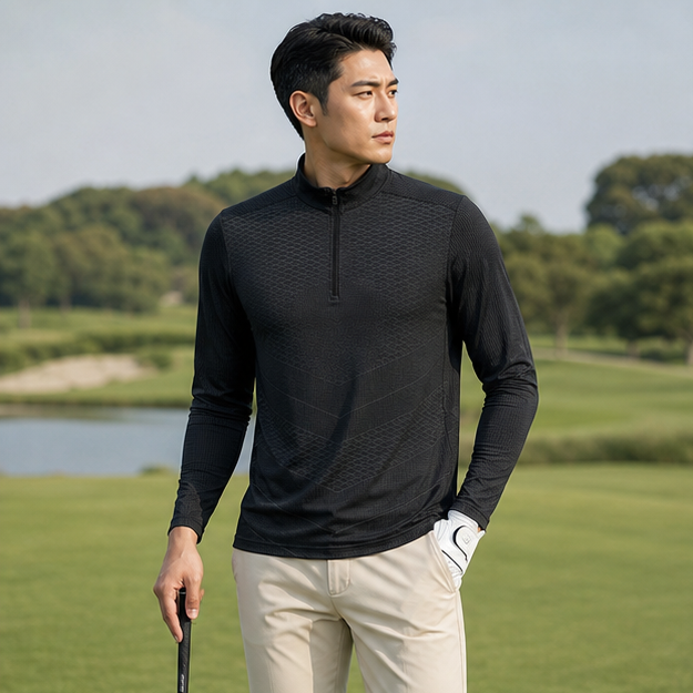 Men's Long Sleeve Golf Shirt — Ice Silk