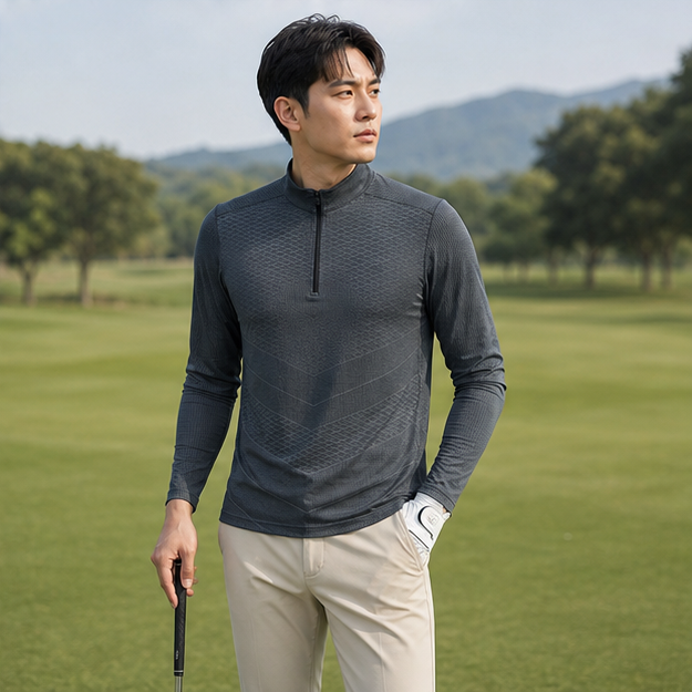 Men's Long Sleeve Golf Shirt — Ice Silk