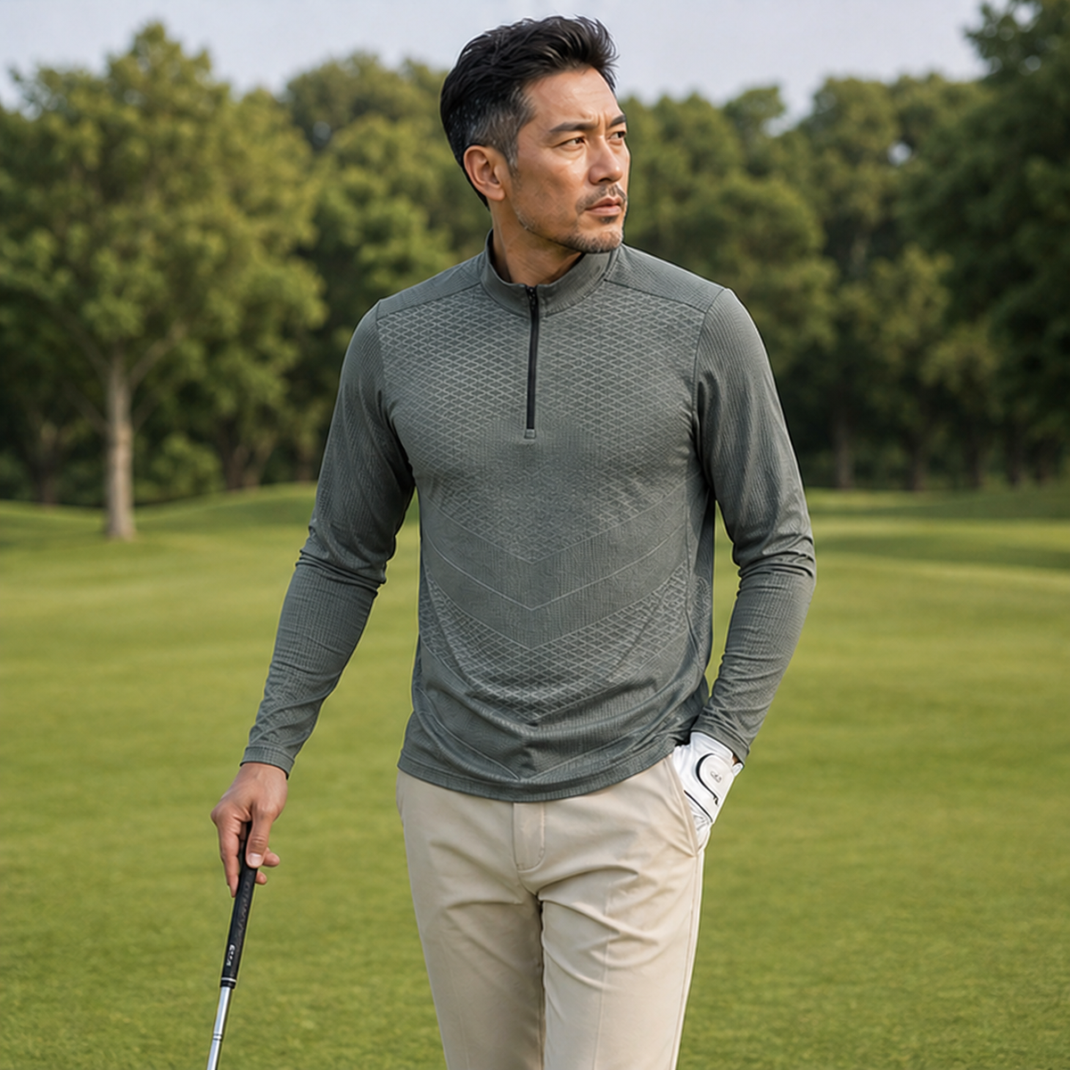 Men's Long Sleeve Golf Shirt — Ice Silk